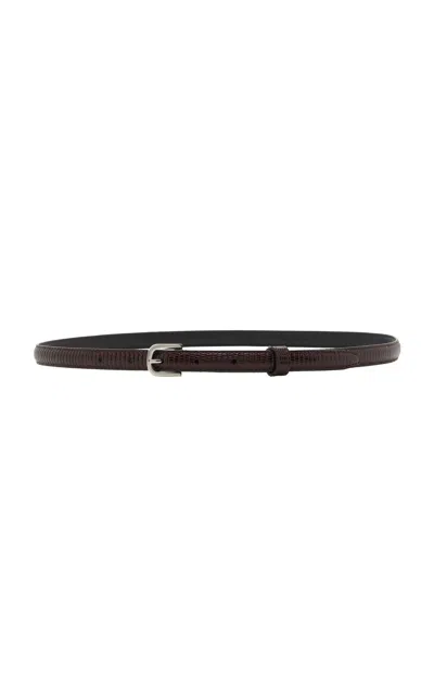 Totême Toteme Slim Lizard-embossed Leather Belt In Brown