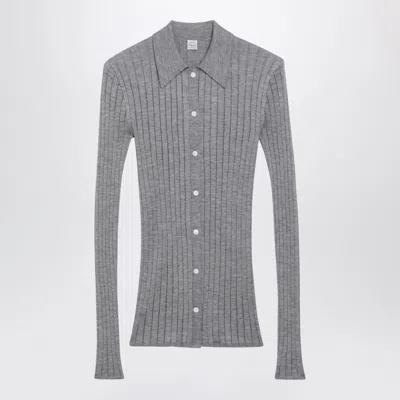 Totême Toteme Slim Ribbed Cashmere-silk Shirt In Gray