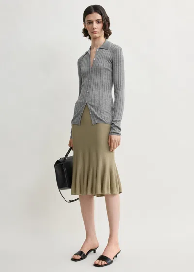Totême Slim Ribbed Shirt Grey Melange In Gray
