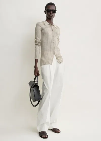Totême Slim Ribbed Shirt Oat Melange In Neutral