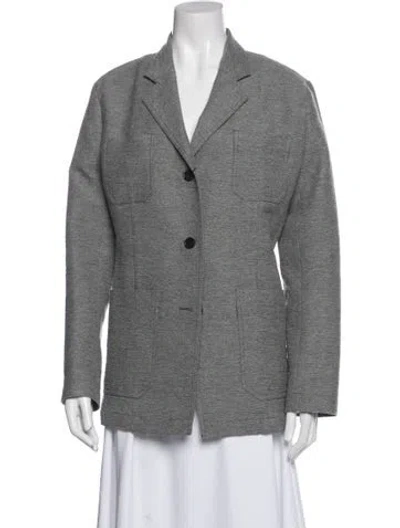 Pre-owned Totême Slim Wool Blend Blazer Wool Blazer In Gray