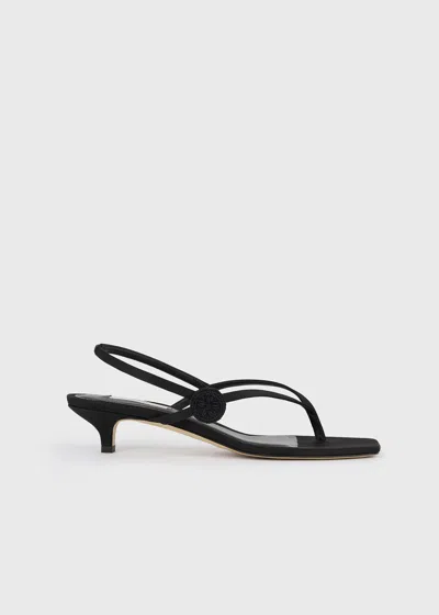 Totême Slingback Satin Flip Flops Black