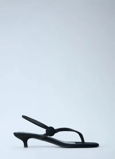 Totême Slingback Satin Flip Flops In Black