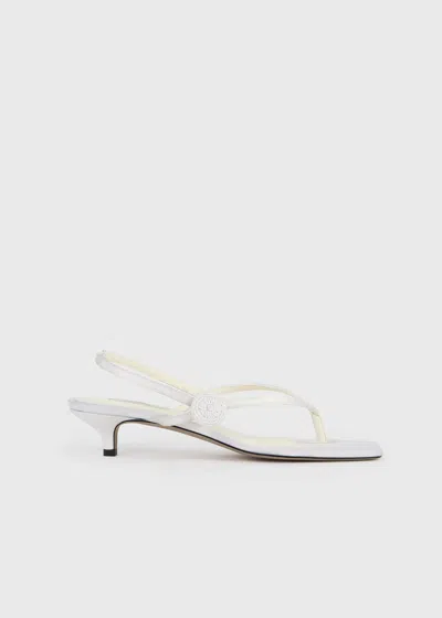 Totême Slingback Satin Flip Flops Ecru In White