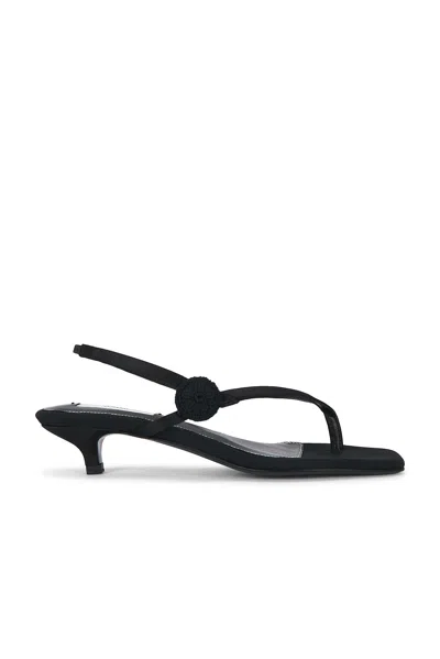 Totême Slingback Satin Heeled Flip Flop In Black