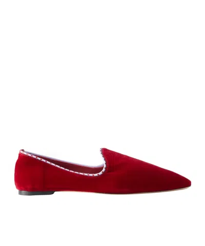 Totême Velvet Leather-trimmed Velvet Loafers In Red
