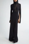 Totême Toteme Slit Long Sleeve Jersey Dress In Black