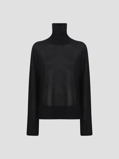 Totême Toteme Slit Sleeve Turtleneck Sweater In Black