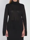 Totême Toteme Women Slit Sleeve Turtleneck In Black