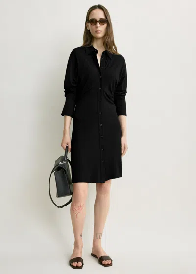Totême Slouch Draped Jersey Midi Dress In Black