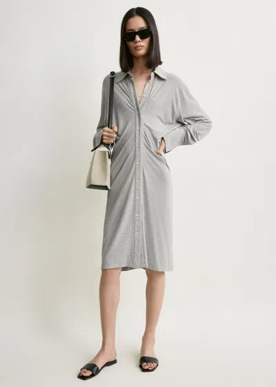 Totême Slouch Draped Jersey Midi Dress In Gray