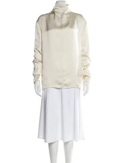 Pre-owned Totême Slouch Neck Blouse Mock Neck Top In Neutral