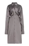 Totême Slouch Satin Midi Shirtdress In Gray