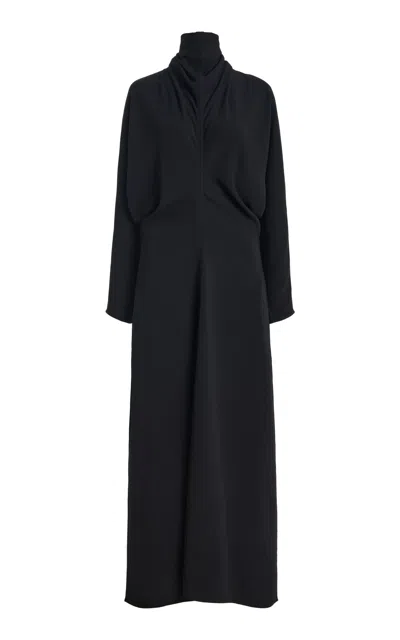 Totême Toteme Slouch Waist Crepe Midi Scarf Dress In Black