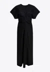 Totême Maxi Dress With Short Sleeves And Shine In Black