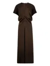 Totême Slouch Waist Crinkled Dress Black In Brown
