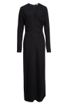 Totême Toteme Slouch Waist Long Sleeve Cady Dress In Black