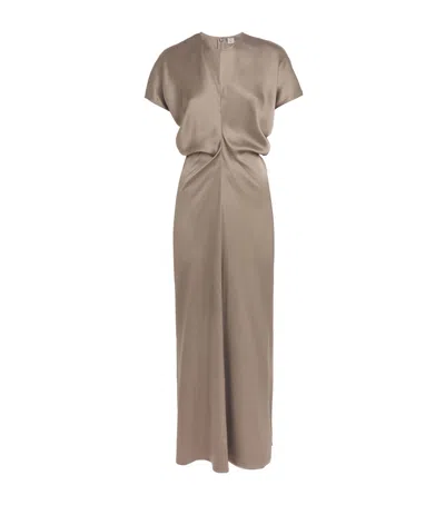 Totême Slouch-waist Midi Dress In Gray