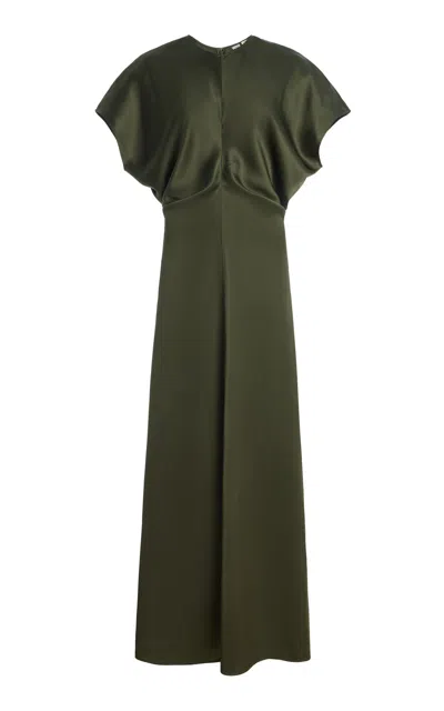 Totême Toteme Slouch Waist Satin Midi Dress In Green