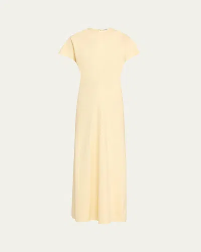 Totême Slouch Waist Short-sleeve Ankle Dress In White