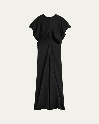Totême Slouch Waist Short-sleeve Ankle Dress In Black