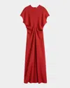 Totême Slouch Waist Short-sleeve Ankle Dress In Red