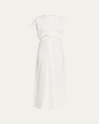 Totême Slouch Waist Short Sleeve Dress In White