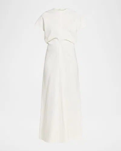 Totême Slouch Waist Short Sleeve Dress In White