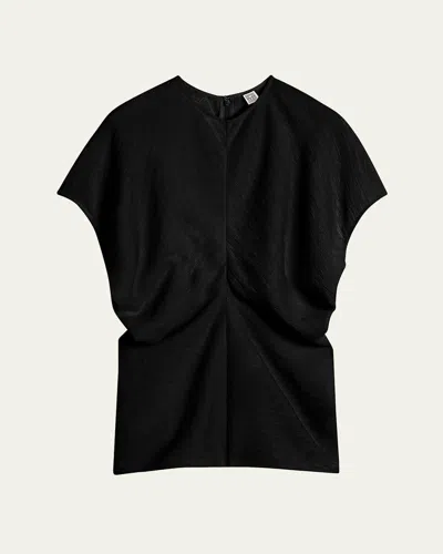Totême Slouch Waist Short-sleeve Top In Black