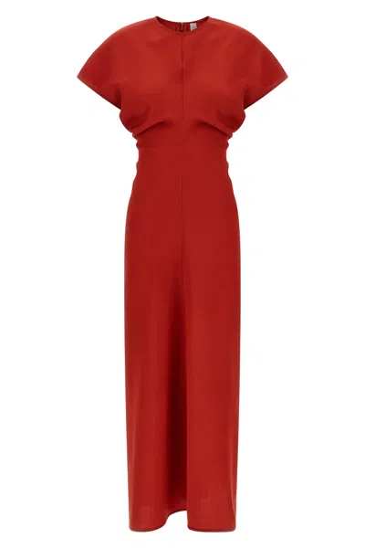 Totême Wool Slouch-waist Midi Dress In Red
