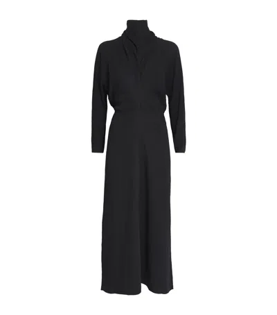 Totême Toteme Slouch-waist Midi Dress In Black