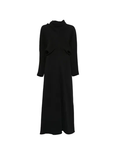 Totême Garderob Gathered Crepe Maxi Dress In Black