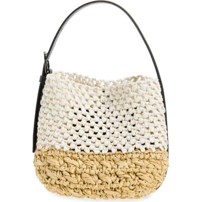 Totême Toteme Small Belted Paper Straw Tote In Multi