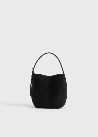 Totême Small Belted Suede Tote Black