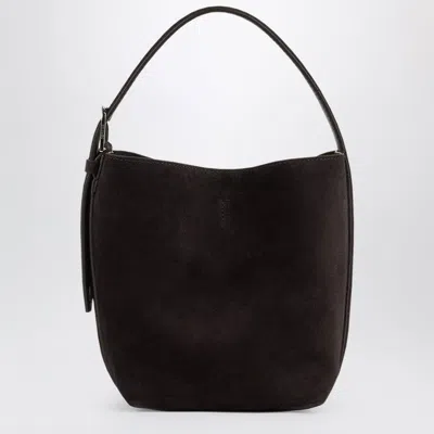 Totême Toteme Small Mini Espresso Suede Tote Bag In Brown