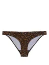 Totême Abstract-print Shirred Bikini Bottoms In Black