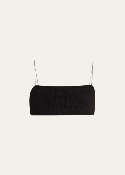 Totême Smocked Recycled Bikini Top In Black