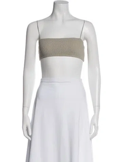 Pre-owned Totême Smocked Bikini Top Nylon Crop Top In Neutral