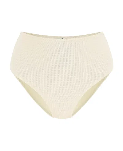Totême Smocked High-waist Bikini Bottoms In Neutral
