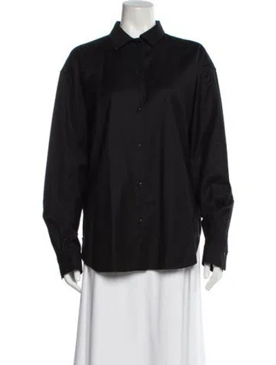 Pre-owned Totême Smooth Flannel Shirt Wool Button-up Top In Black