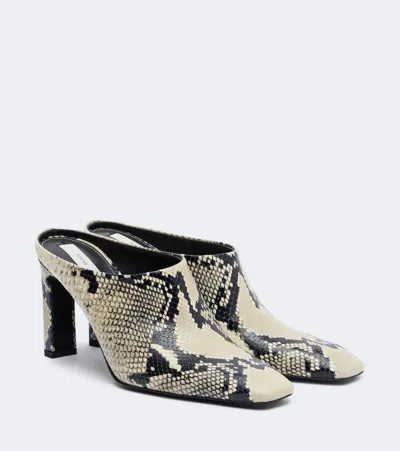 Totême Snake-effect Leather Mules In Black