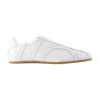 Totême Canvas Low-top Sneakers With Leather Profiles In White
