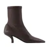 Totême Womens Toteme Pointed-toe Leather Heeled Ankle Boots In Brown