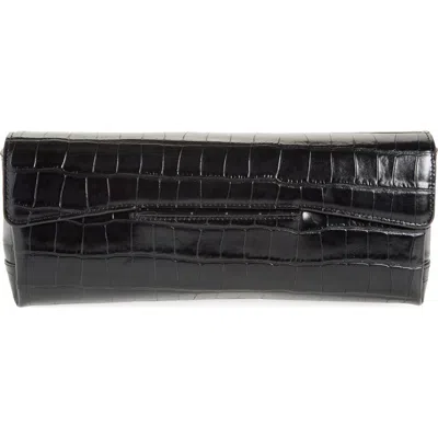 Totême Toteme Soft Croc Embossed Leather Clutch In Black
