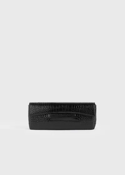 Totême Soft Croco-embossed T-clutch Black