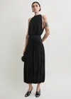 Totême Black Fluid Viscose Gathered Midi Dress In Black
