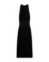 Totême Black Fluid Viscose Gathered Midi Dress In Black