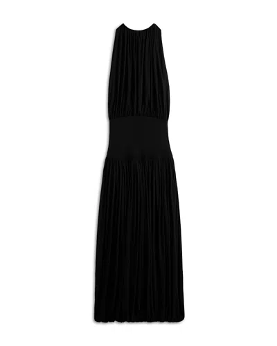 Totême Black Fluid Viscose Gathered Midi Dress In Burgundy