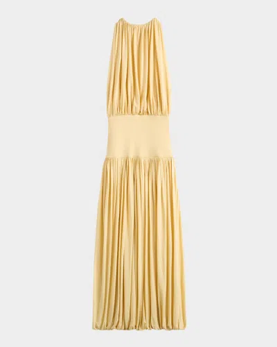 Totême Soft Gathered Halter Midi Bubble Dress In Gold