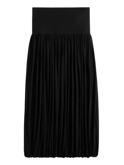Totême Soft Gathered Long Skirt In Viscose In Black